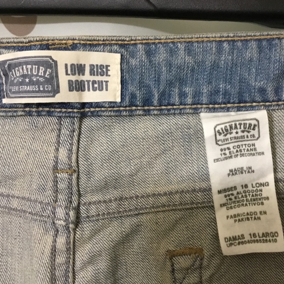 SIGNATURE BY LEVI STRAUSS & CO PANTS BLUE JEAN LOW RISE BOOTCUT 16 LONG NWT - Picture 5 of 8